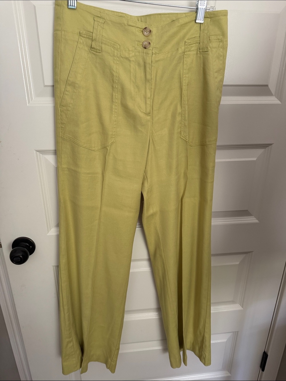 Maeve Light Lime Green High-Rise Wide-Leg Pants